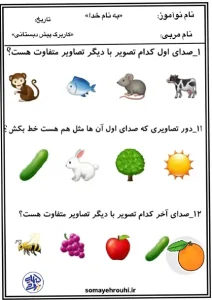 کاربرگ تفاوت ها پیش دبستانی کاربرگ پیش دبستانی تفاوت ها