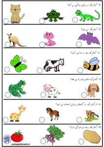 کاربرگ تابستانه علوم آشنایی با حیوانات