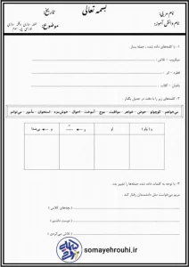 جمله سازی و کلمه سازی پایه سوم