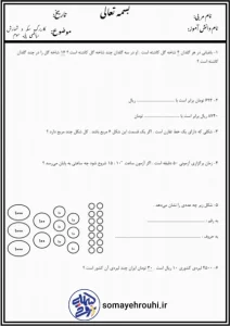 کاربرگ سکه و شمارش پایه سوم ابتدایی