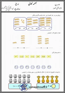 کاربرگ ریاضی جمع و تفریق و عدد و حروف پایه اول