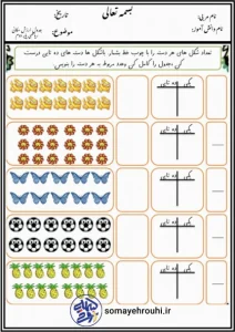 کاربرگ تابستانه جدول ارزش مکانی ریاضی پایه دوم