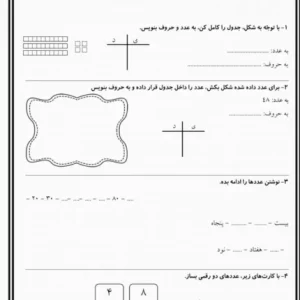 کاربرگ تمرین عدد ورقم والگویابی ریاضی دوم دبستان