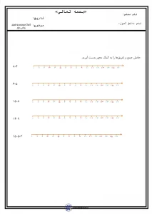 کاربرگ جمع و تفریق روی محور کلاس دوم