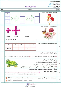 آزمون ریاضی فصل۳ کسرها پایه سوم دبستان آزمون نهایی ریاضی پایه سوم ابتدایی