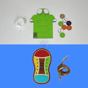 ابزار آموزشی دوخت لباس و بستن بند کفش چوبی