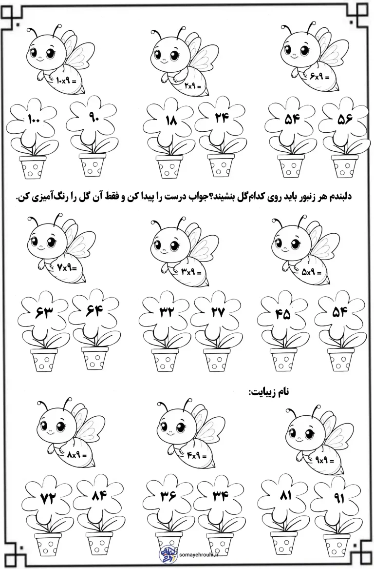 کاربرگ ضرب سوم دبستان
