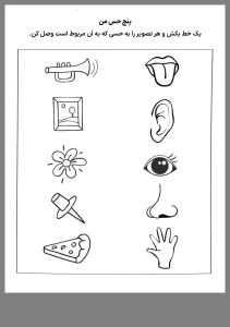کاربرگ حواس پنجگانه برای دوم دبستان
