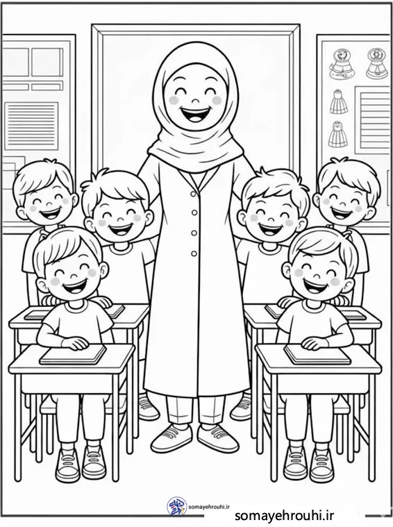 کاربرگ رنگ آمیزی برای روز معلم
