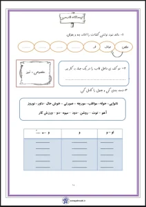 کاربرگ فارسی کلمه سازی