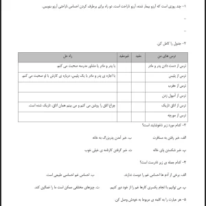 کاربرگ مطالعات اجتماعی سوم دبستان