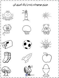 کاربرگ موجودات زنده پیش دبستانی