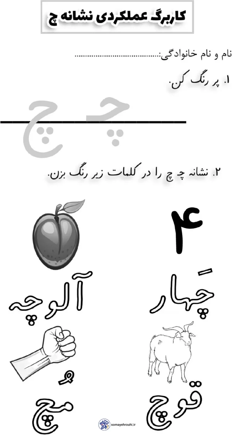 کاربرگ عملکردی نشانه چ