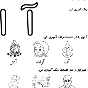 کاربرگ تمرین نشانه آ