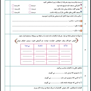 آزمون درس ۲ فارسی پایه دوم دبستان با جواب