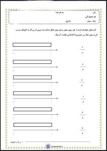 آزمون ریاضی فصل۳ کسرها پایه سوم دبستان آزمون ریاضی فصل 3 کسرها پایه سوم دبستان