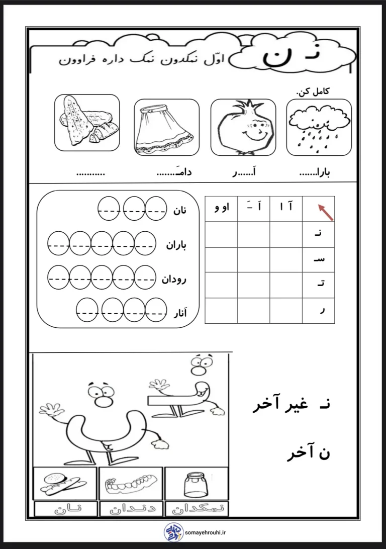 کاربرگ نشانه ن پایه اول