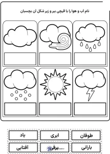 کاربرگ آموزش انواع آب و هوا پیش دبستانی