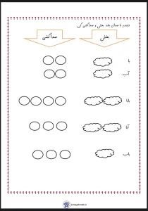 کاربرگ بخش کردن وصداکشی فارسی اول دبستان