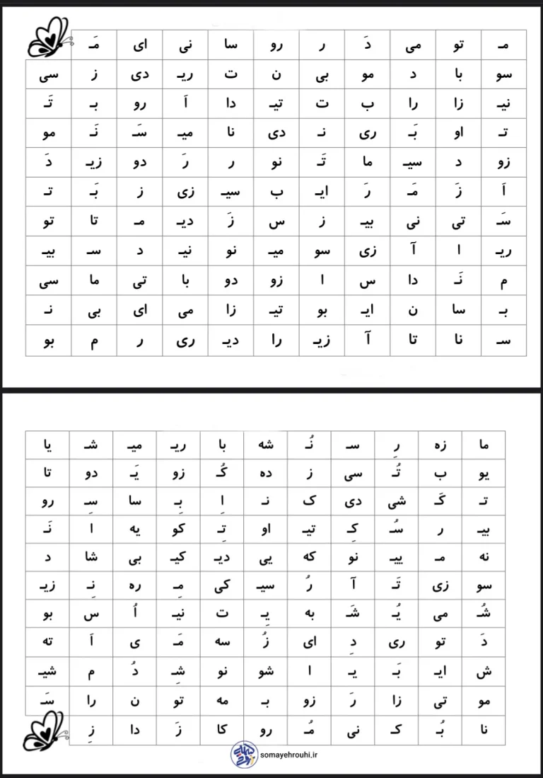 کاربرگ ترکیب سازی فارسی دبستان