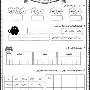 کاربرگ رایگان فارسی نشانه های (ن - ر) اول دبستان