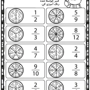 کاربرگ ریاضی فصل کسرها سوم دبستان