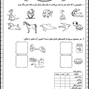 کاربرگ علوم اول دبستان دنیای جانوران