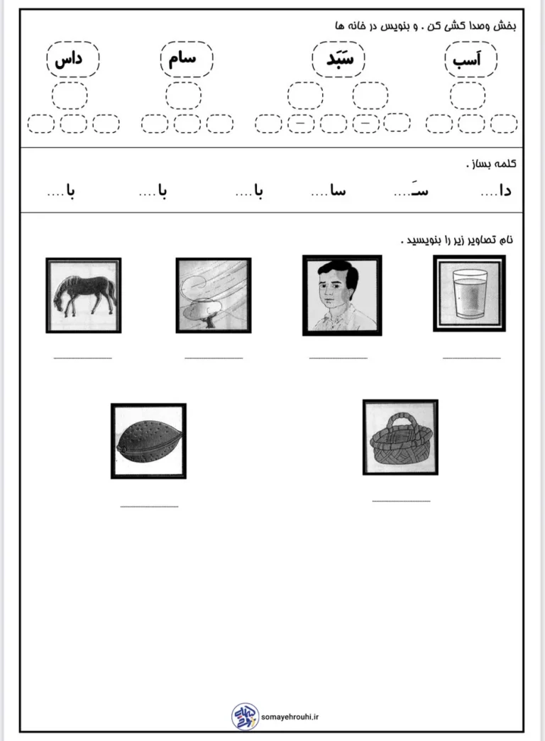کاربرگ فارسی حرف (س) اول دبستان