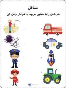 کاربرگ انواع مشاغل پیش دبستان