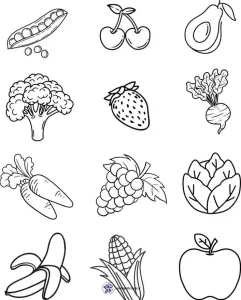 کاربرگ رنگ آمیزی میوه و سبزیجات