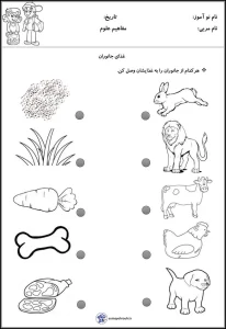 کاربرگ رایگان غذای جانوران