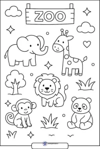 کاربرگ رنگ‌آمیزی حیوانات باغ وحش