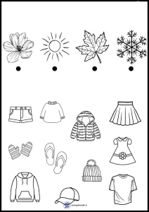 کاربرگ شناخت پوشاک در انواع فصل