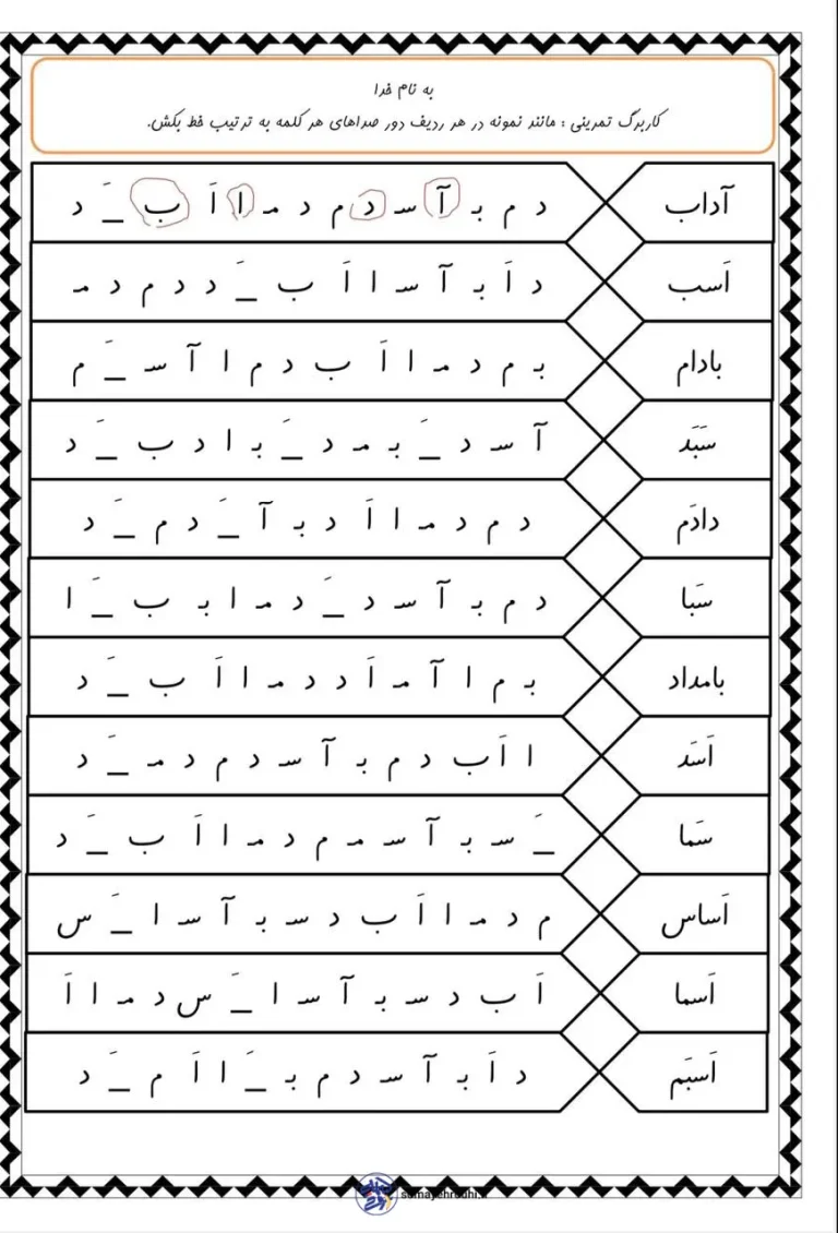کلمه سازی کلاس اول ابتدایی