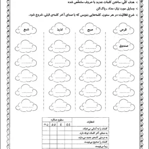 آزمون فارسی اسفند ماه اول دبستان