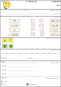 آزمون ریاضی نوبت اول پایه دوم دبستان 2 آزمون ریاضی نوبت اول پایه دوم دبستان