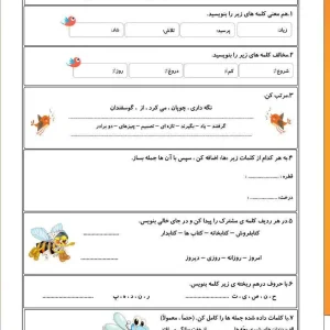 آزمون فصل سوم ریاضی دوم