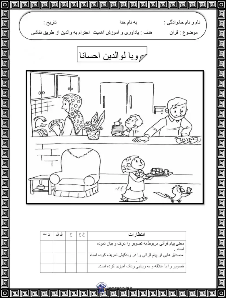 کاربرگ قرآن کلاس اول