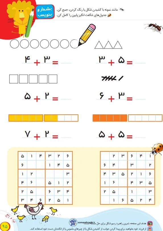 صفحه ۹۵ تم ۱۴ ریاضی اول دبستان