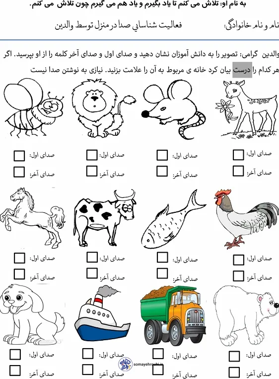 کاربرگ آزمون عملکرد نگاره۱۰