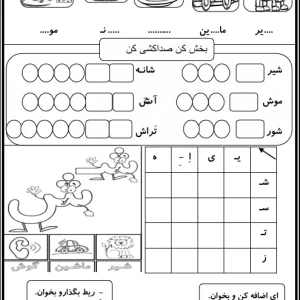 کاربرگ آموزش و آزمون نشانه‌ ش