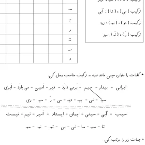 کاربرگ فارسی و ریاضی آذرماه کلاس اول