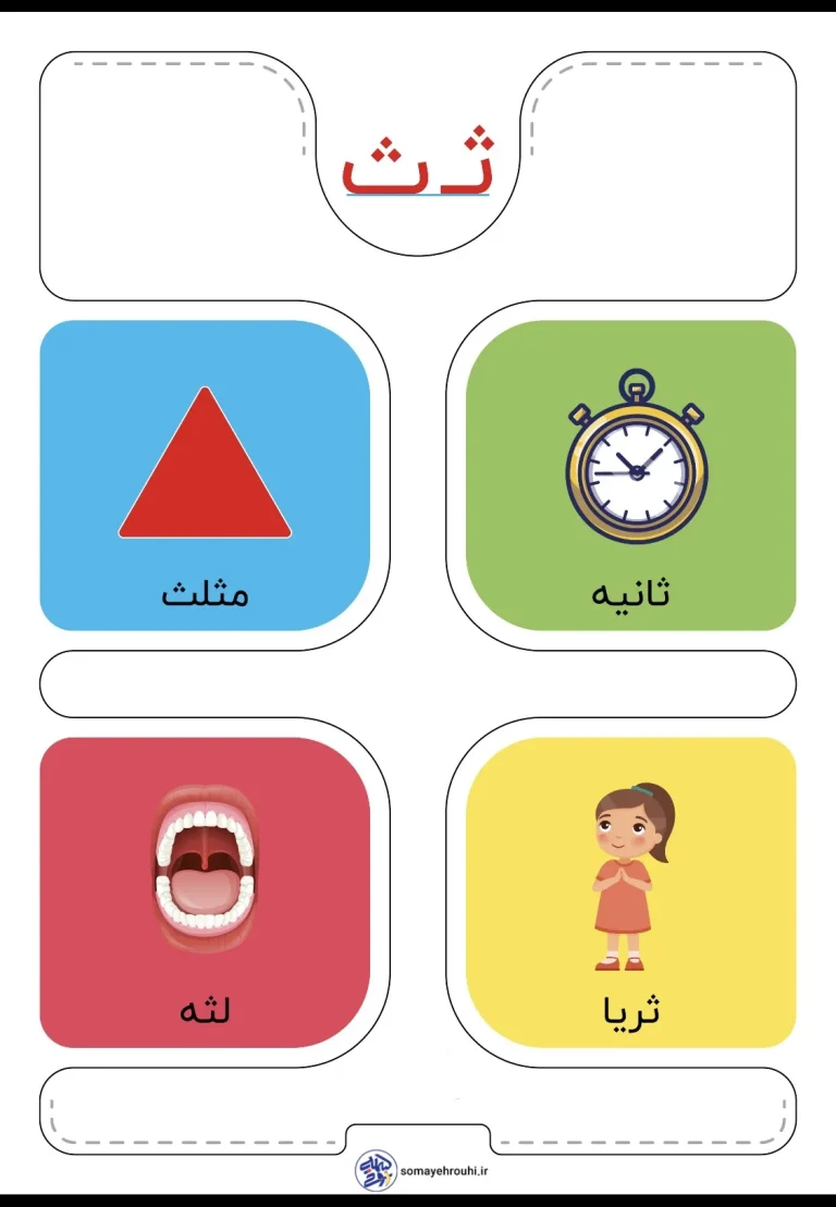 کارت حروف الفبا نشانه ث فارسی اول دبستان