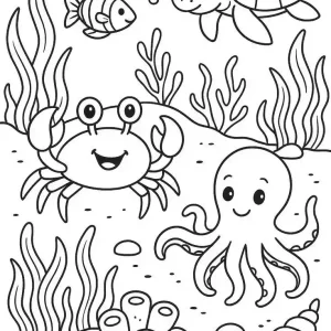 کاربرگ نقاشی موجودات دریایی