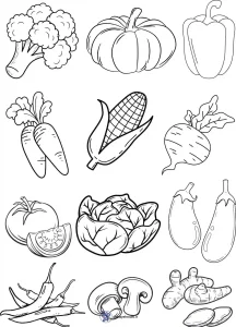 کاربرگ رایگان رنگ آمیزی سبزیجات