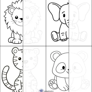 کاربرگ تکمیل تصویر حیوانات (قرینه سازی)