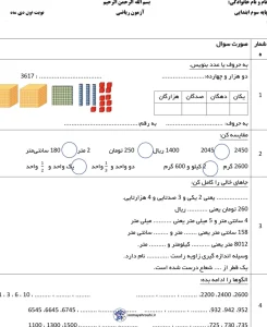 آزمون نوبت اول ریاضی سوم با پاسخنامه