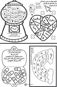 کاربرگ رنگ آمیزی ضرب پایه سوم دبستان