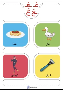 کارت حروف الفبا نشانه غ اول دبستان