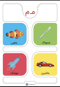 کارت حروف الفبا نشانه م فارسی اول دبستان